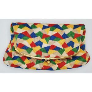 Vintage Coblentz Original Foldover Clutch Kiss‎ Lock Matching Coin Purse Mirror